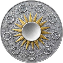 2 oz Solar System: SUN GHANA 2024 silver coin with Jantar nova