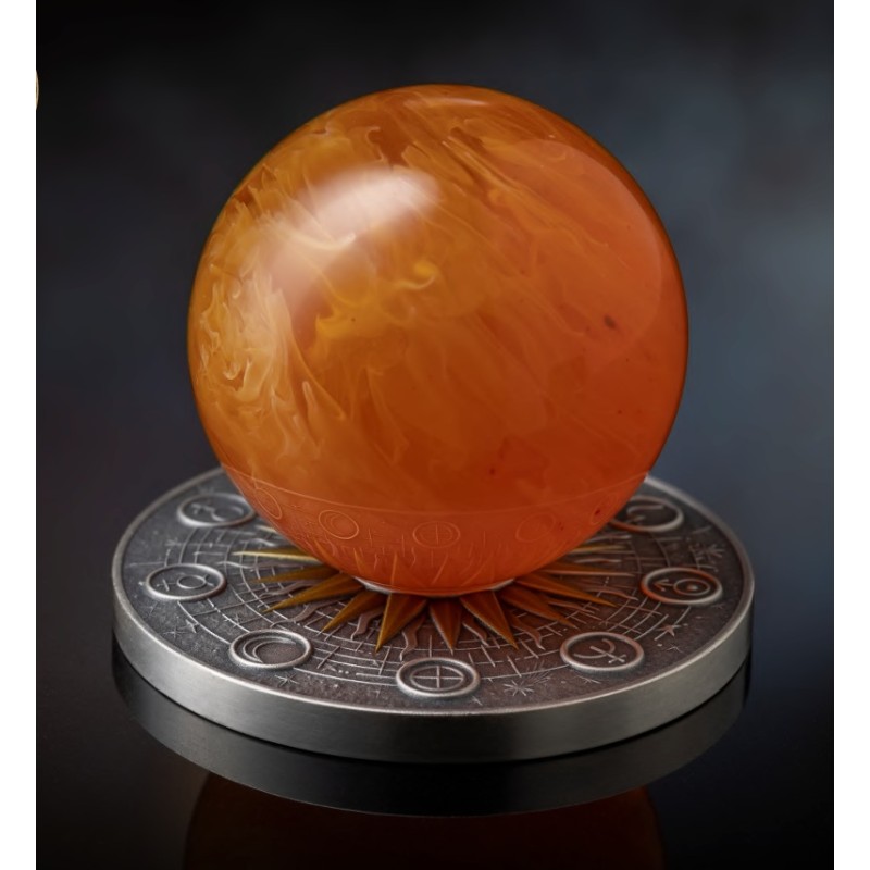 2 oz Solar System: SUN GHANA 2024 stříbrná mince s jantarem