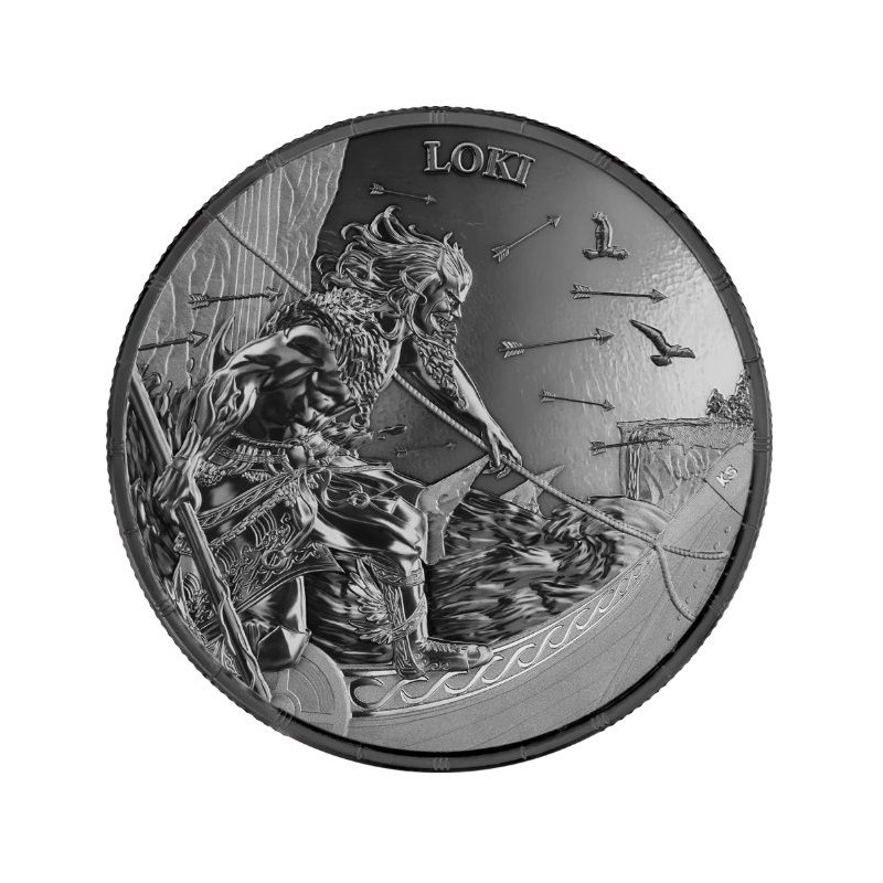 1 oz Ragnarök: Loki Black Silver 2025 BU .9999Ag