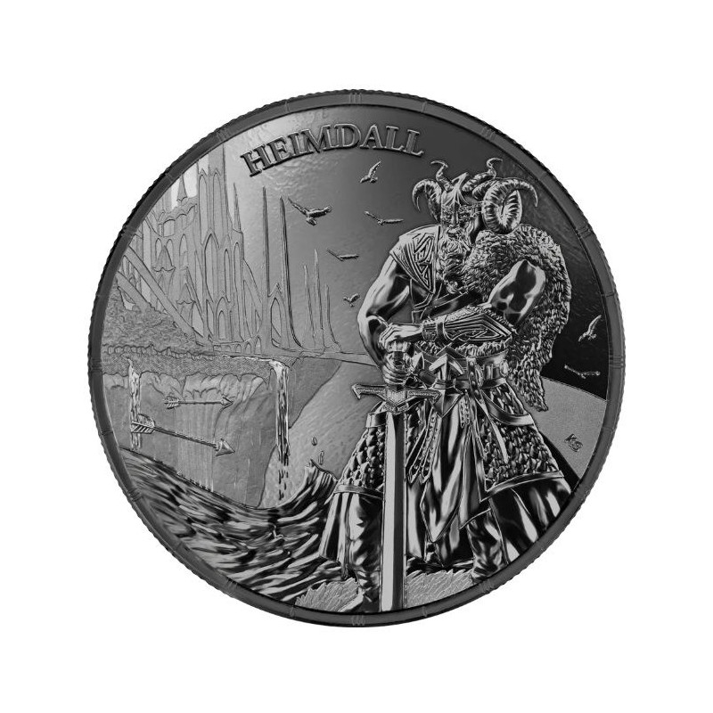 1 oz Ragnarök: Heimdall Black Silver 2025 BU .9999Ag