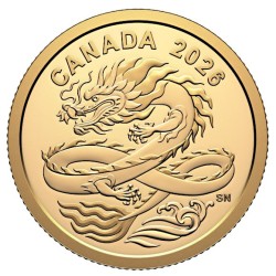 zlatá mince 1/20 oz LUCKY DRAGON $8 Canada 2026 .9999Au