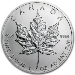 stříbrná mince 1 oz Maple leaf $1 BU (2013-2021) v kapsli HM