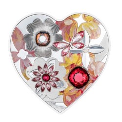 tvarovaná mince Brilliant Love - Blossom 5$ Cook Islands 2026 PROOF