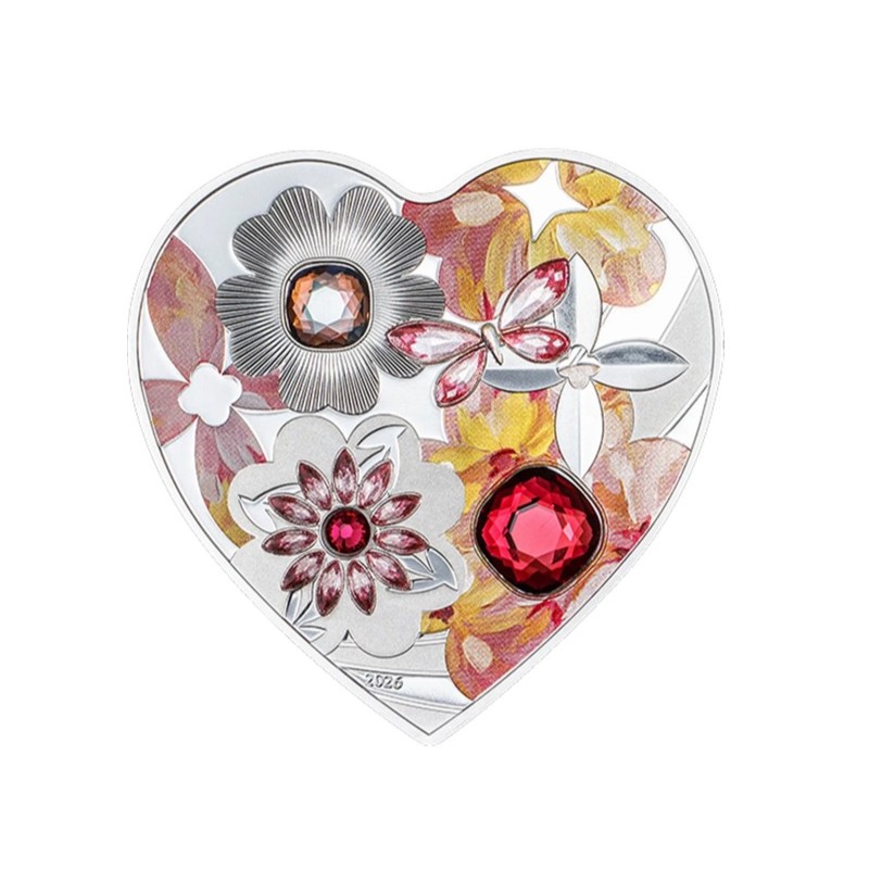 tvarovaná mince Brilliant Love - Blossom 5$ Cook Islands 2026 PROOF