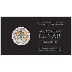 1/4 oz Lunar III Year of the Dragon 2024 MELBOURNE EXPO v blistru