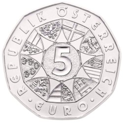 silver coin 5 EURO Albrecht Dürer - young Rabbit 2016 Rakousko in card