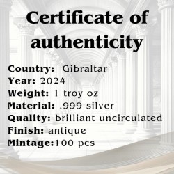 1 oz Ancient Treasure Lady Justice 2024 .999Ag +CoA