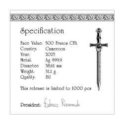 1 oz The Witcher Time of Contempt Zaklínač 500CFA 2025 BU+ CoA