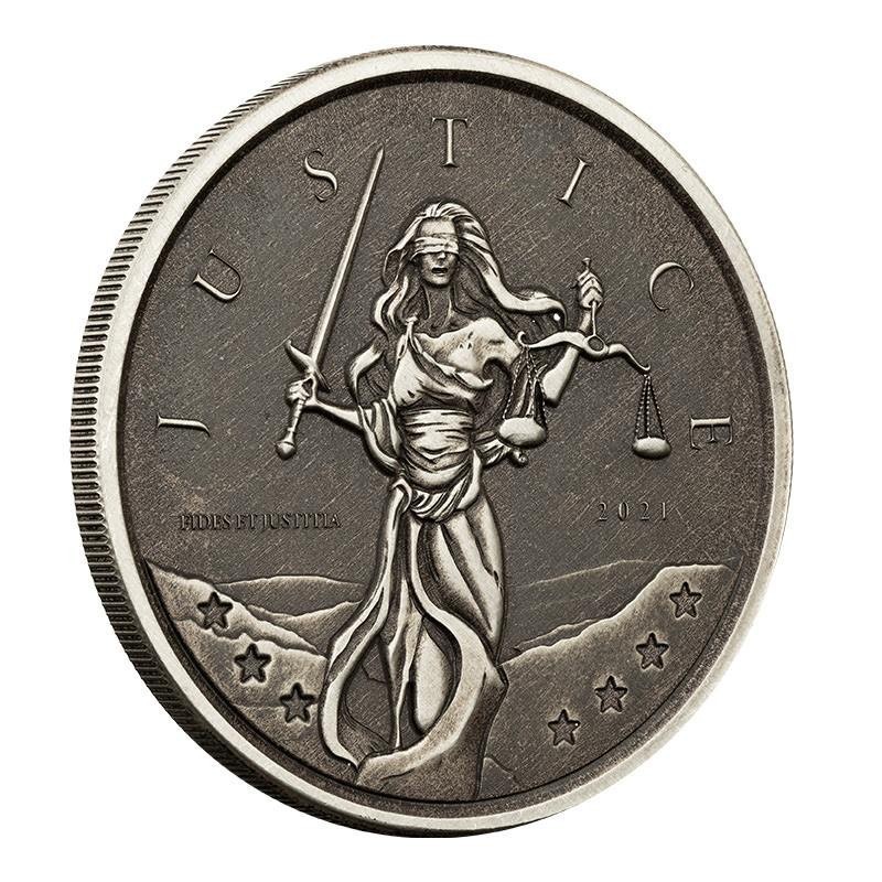 1 oz Lady Justice 2021 Antique .999Ag Gibraltar blistr