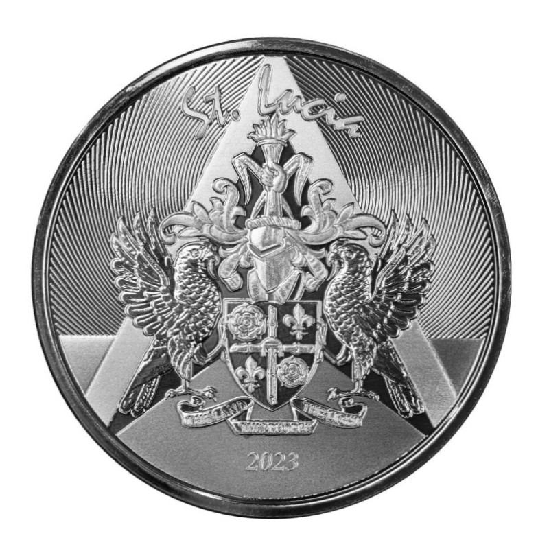 1 oz Coat of arms St. Lucia 2023 Prooflike $2 v blistru