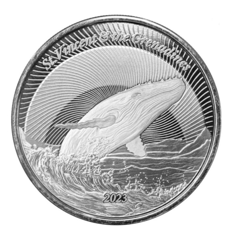 1 oz Humback Whale St. Vincent a Grenadines 2023 Prooflike blistered