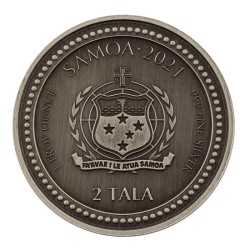 1 oz Seahorse 2021 Samoa Antique Ag ST Scottsdale