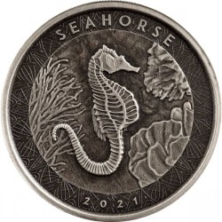 1 oz Seahorse 2021 Samoa Antique Ag ST Scottsdale