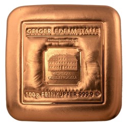 copper bar 500g Geiger .9999 Cu