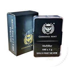 100 x 1g Germania Mint stříbrná multibar .9999Ag