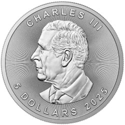 stříbrná mince 1 oz Maple leaf 2025 BU $5 Kanada