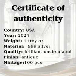 1 oz Ancient Treasure American Eagle 2024 .999Ag+CoA