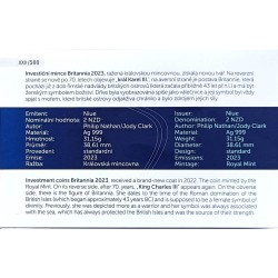 1 oz Britannia 2023 crowned King Charles III.BU in CARD - numbered