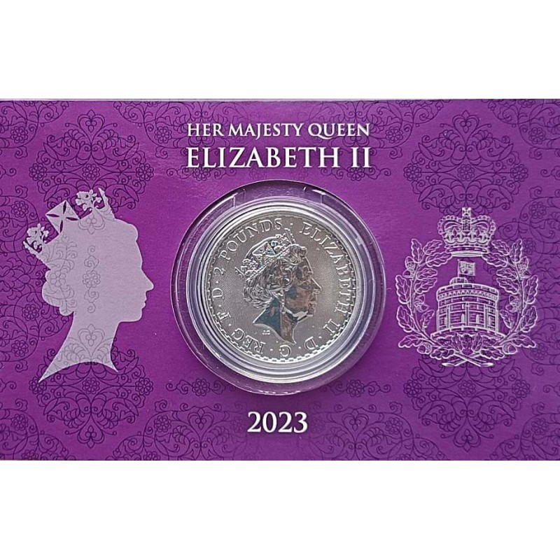 1 oz Britannia 2023 BU Elizabeth II. v kartě - číslovaná HM