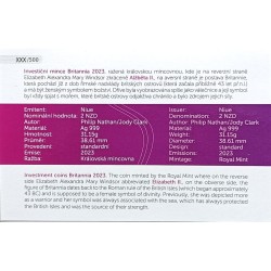 1 oz Britannia 2023 BU Elizabeth II. v kartě - číslovaná HM