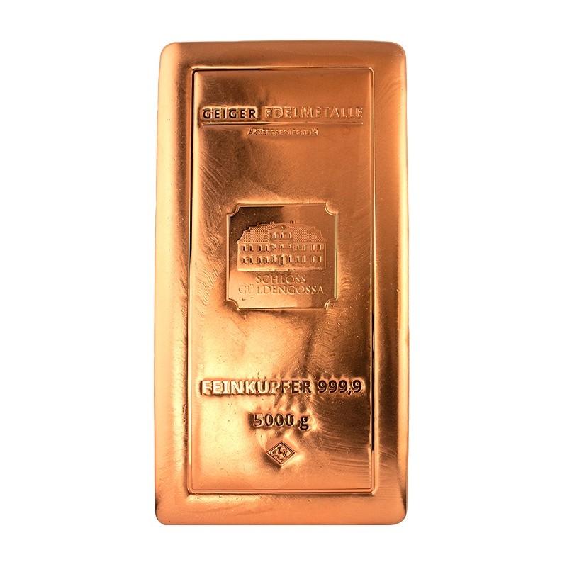 měděný slitek 5 kg Geiger .9999 Cu