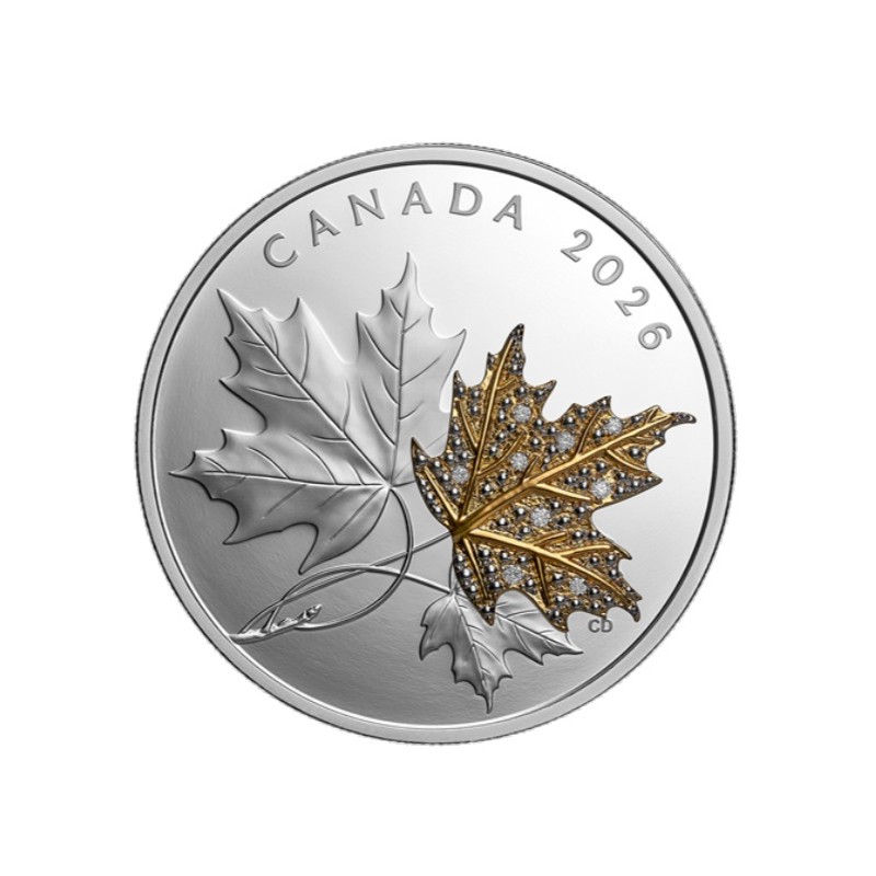 2 oz 30 CAD PRECIOUS MAPLE LEAVES 2026 gilded, diamonds