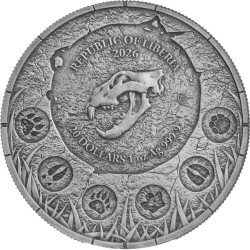 silver coin 1 oz Megafauna CAVE LION LIBERIA 2026 BU + UV + box