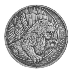 silver coin 1 oz Megafauna CAVE LION LIBERIA 2026 BU + UV + box