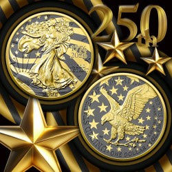 stříbrná 1 oz American Eagle 2026 Golden Ring 250. výročí deklarace