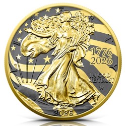 stříbrná 1 oz American Eagle 2026 Golden Ring 250. výročí deklarace