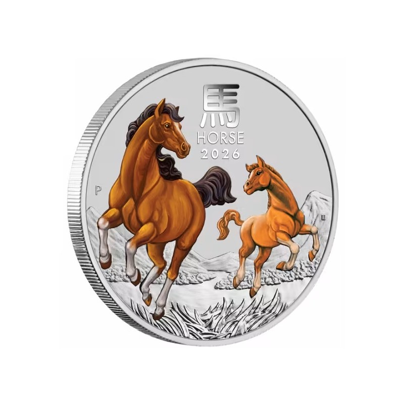 1 oz Lunar III Year of the Horse (rok koně) 2026 BU color $1 Austr.