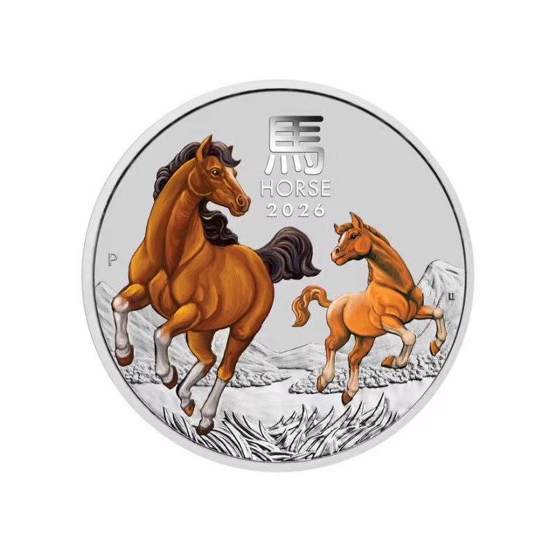 1/2 oz Lunar III Year of the Horse (rok koně) 2026 BU color $1 Austr.
