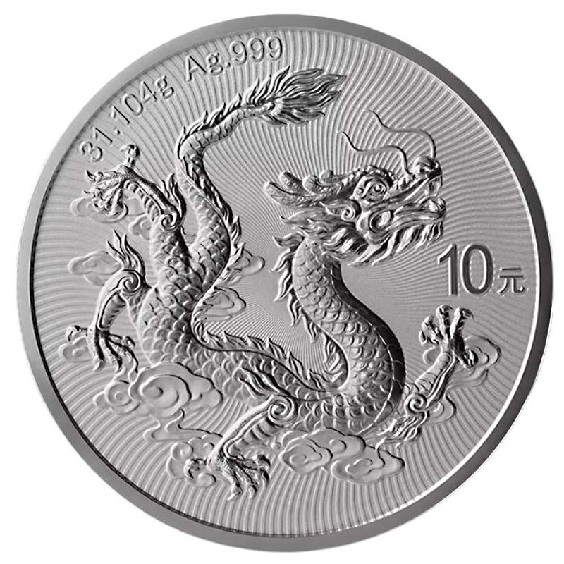 stříbrná 1 oz China Dragon 10CNY 2026 BU China mint