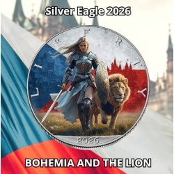 1 oz Bohemia and the Lion US Eagle 2026 kolor, v etui
