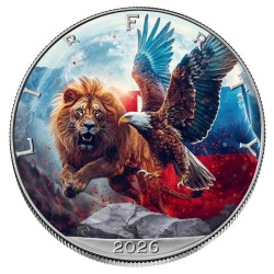 1 oz Czech Lion and Slovak Eagle US Eagle 2026 coloured in box