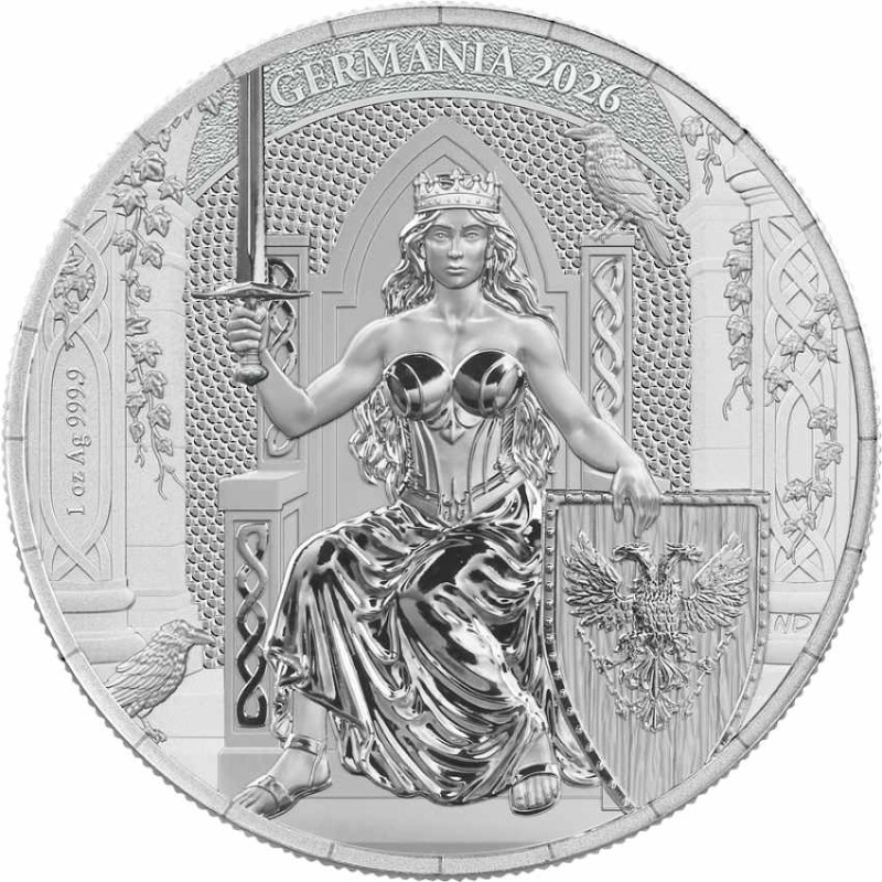 stříbrná 1 oz Germania 2026 BU + CoA .9999Ag