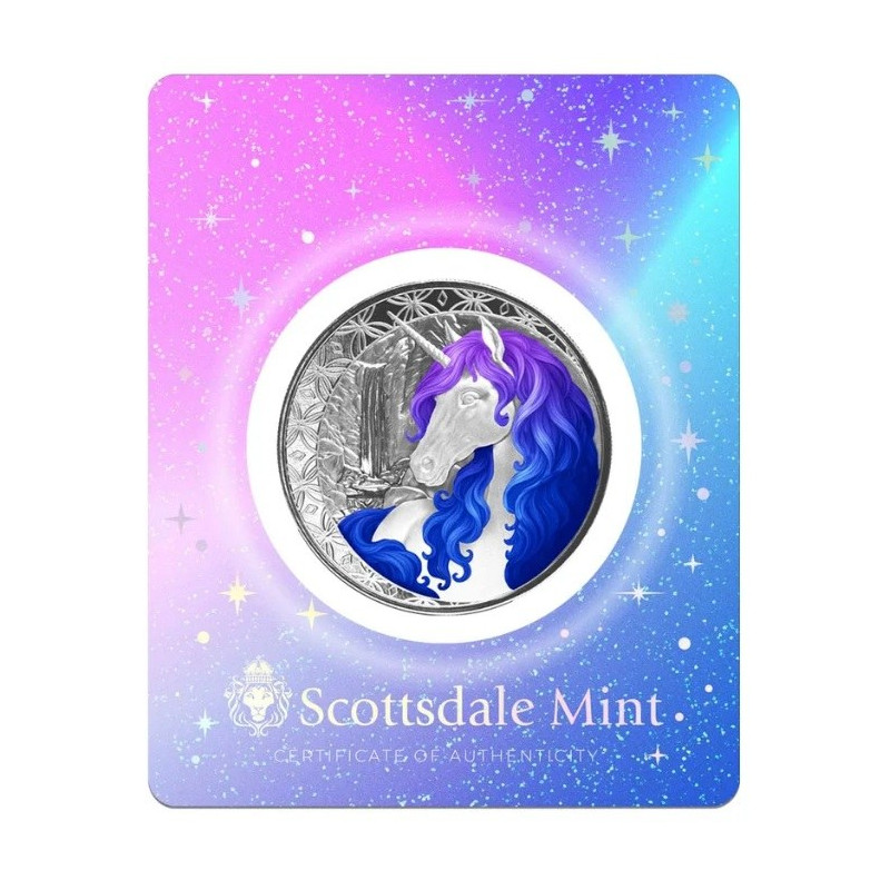 1 oz Unicorn "CELESTRA" jednorožec $1 Fiji 2025 kolorovaná