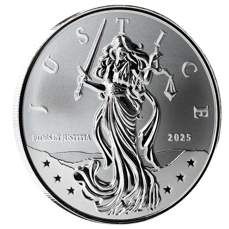 silver coin 1 oz Lady Justice 2025 NIUE Prooflike .999Ag