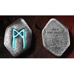 stříbrný slitek 1 oz Runa Mannaz .9999 Ag Antique + UV