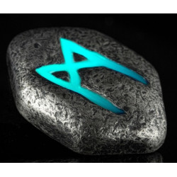 silver cast bar 1 oz Runa Mannaz .9999 Ag Antique + UV