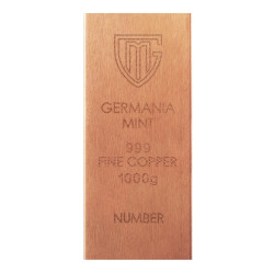 copper raw bar 1 kg Germania Mint .999 Cu