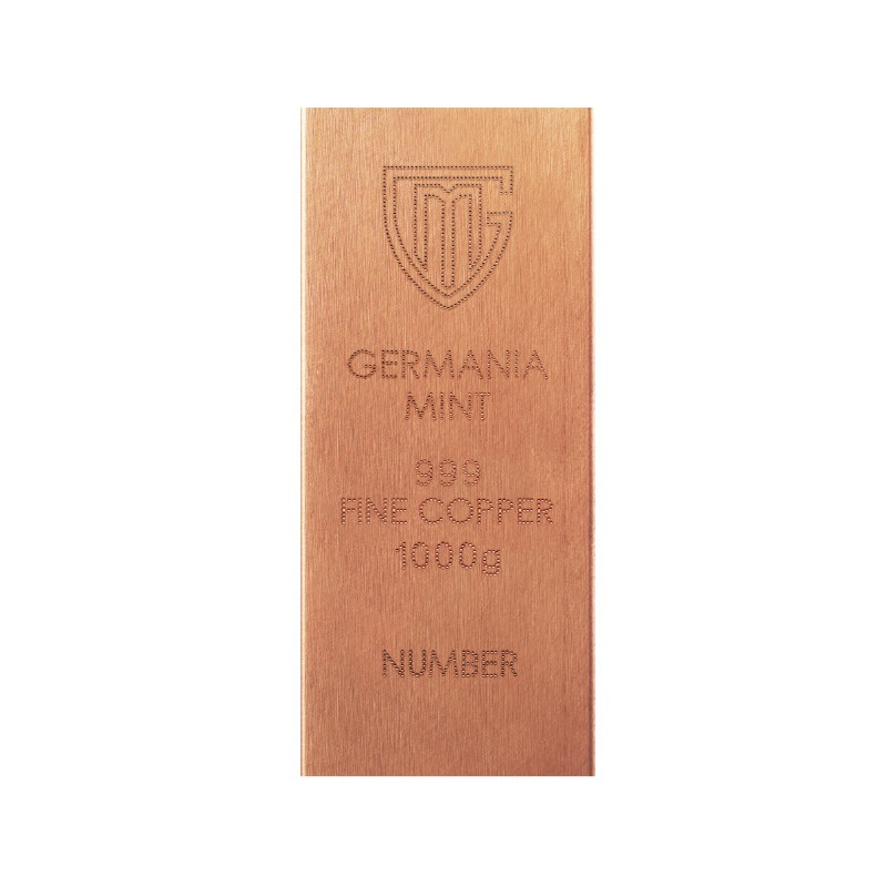 copper raw bar 1 kg Germania Mint .999 Cu