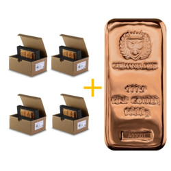 19+1ks ZDARMA: měděný slitek 1 Kg Germania Mint .9999 Cu