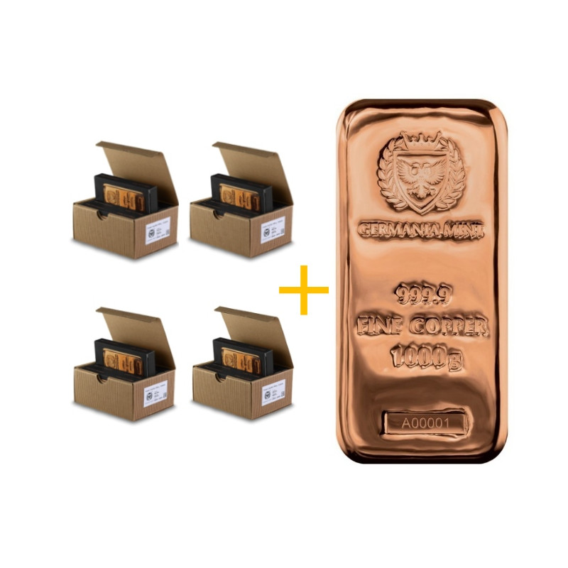 19+1pc FREE: Copper bar 1 Kg Germania Mint .9999 Cu