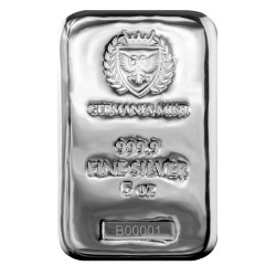 Silver cast bar 5 oz Germania Mint .9999 Ag in case