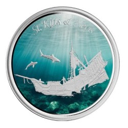 1 oz Sunken ship St. Kitts&Nevis 2021 PROOF kolorovaná