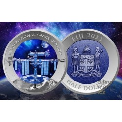 titanová mince 1 oz 25. výročí International Space Station 2023