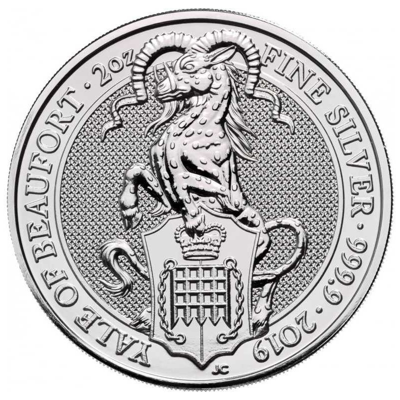 stříbrná mince Alžběty II 2 oz Queen´s beast Beaufort 2019