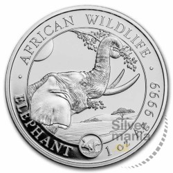 stříbrná mince 1 oz African Wildlife Somalia Elephant 2023 s Privy mark Rabbit