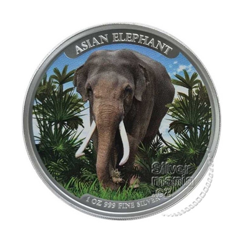 1 oz Cambodia - Asian Elephant 2023 .999Ag colored